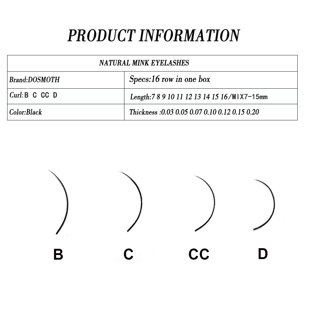 DOSMOTH 10 pudełek 16 rzędów 7 – Eyelash Extension For Asian Eyes recenzja i cena